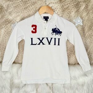 Vintage Polo Ralph Lauren Kids White Rugby Polo Long Sleeve Shirt